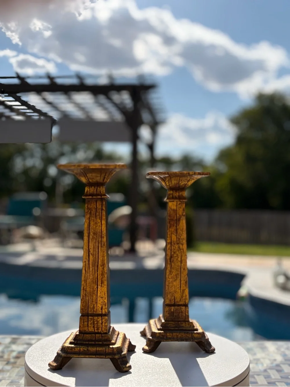 Gold Decorative Column Candle Holders - Home Accents